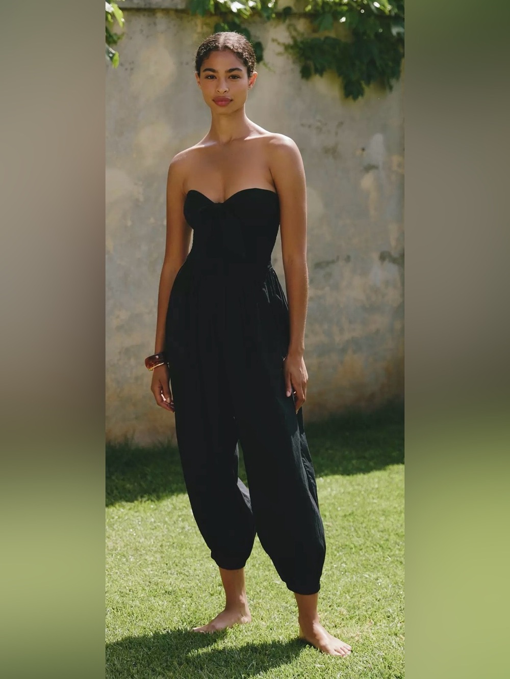 Celandine 100% Cotton Strapless Tie-Front Jumpsuit